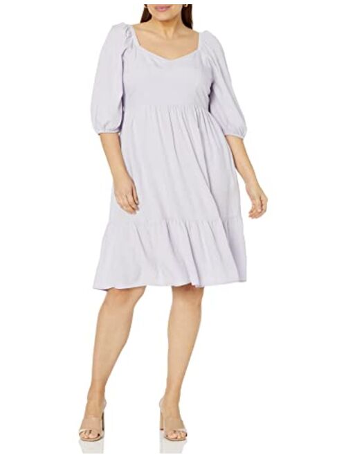 The Drop Women's Lexi Puff Sleeve Sweatheart Neckline Smocked Back Dress