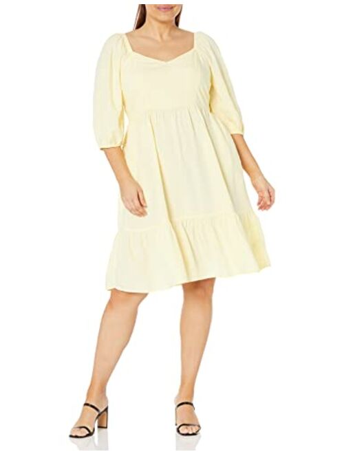 The Drop Women's Lexi Puff Sleeve Sweatheart Neckline Smocked Back Dress