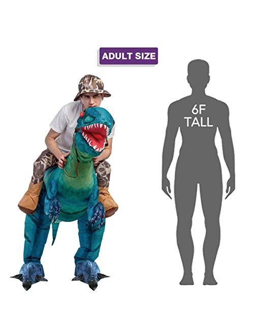 GOOSH Inflatable Costume for Adults, Halloween Costumes Men Women Green Dinosaur Rider, Blow Up Costume Unisex Godzilla Toy