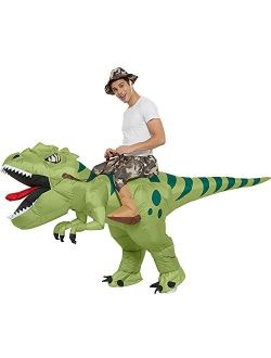 One Casa Inflatable Dinosaur Costume Riding T Rex Air Blow up Funny Fancy Dress Party Halloween Costume for Adult