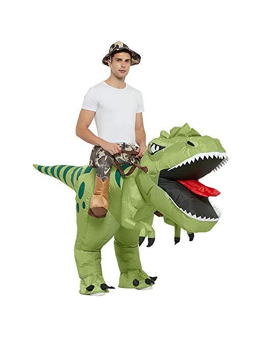 One Casa Inflatable Dinosaur Costume Riding T Rex Air Blow up Funny Fancy Dress Party Halloween Costume for Adult