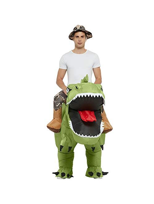 One Casa Inflatable Dinosaur Costume Riding T Rex Air Blow up Funny Fancy Dress Party Halloween Costume for Adult