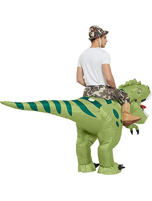 One Casa Inflatable Dinosaur Costume Riding T Rex Air Blow up Funny Fancy Dress Party Halloween Costume for Adult