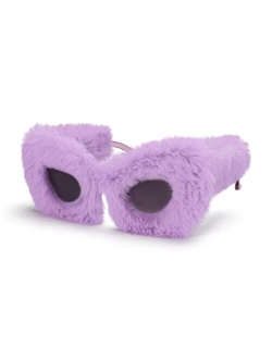 Women Plush Fuzzy Cat Eye Sunglasses Punk Soft Velvet Shades Ladies Handmade Party Masquerade Eyewear B2877