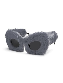 Women Plush Fuzzy Cat Eye Sunglasses Punk Soft Velvet Shades Ladies Handmade Party Masquerade Eyewear B2877