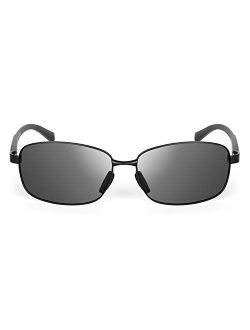 Atx Optical XXL extra large Rectangular Oversized Polarized Sunglasses for big wide heads 150mm metal frame (black, black)