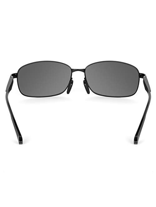 Atx Optical XXL extra large Rectangular Oversized Polarized Sunglasses for big wide heads 150mm metal frame (black, black)