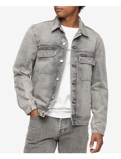 Calvin Klein Men's Iconic Relaxed-Fit Palmer Gray Utility Trucker Jacket