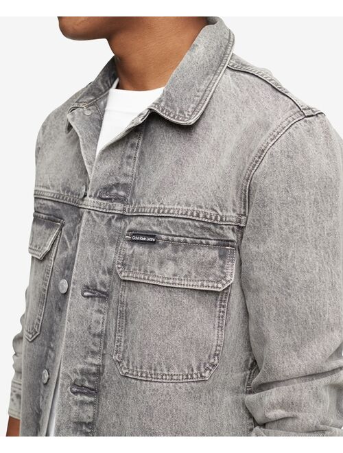 Calvin Klein Men's Iconic Relaxed-Fit Palmer Gray Utility Trucker Jacket