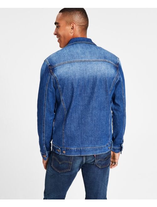 Denim Bay Men's Denim Jacket with Contrast Pockets