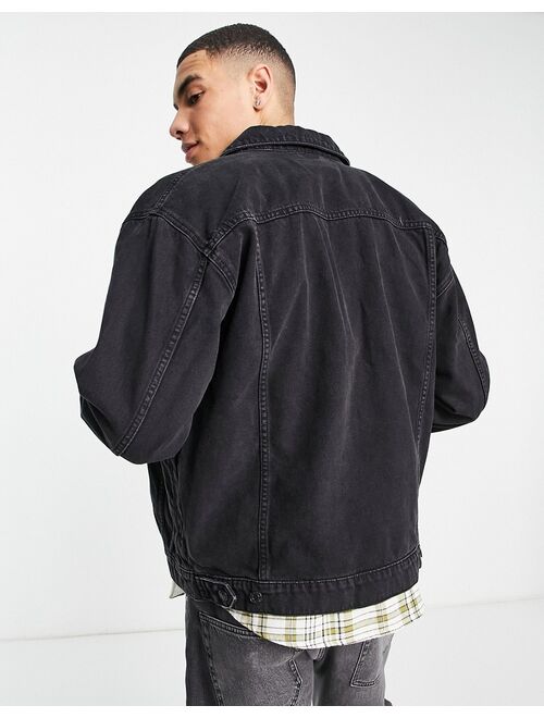 Topman oversized denim jacket in black