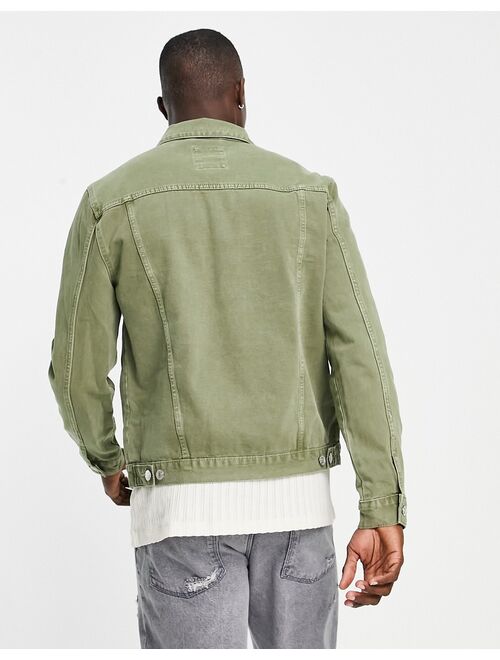 New Look oversized denim jacket in dark khaki