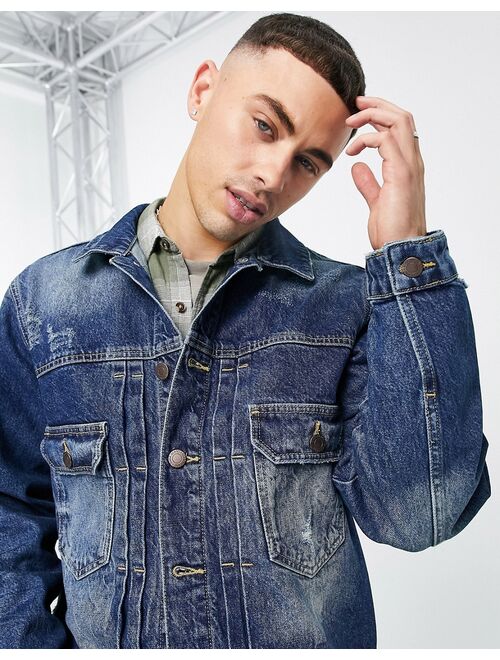 River Island boxy denim jacket in blue