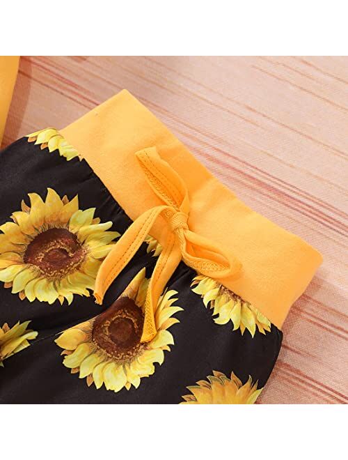 Cabucale Cotton Sunflower Printed Baby Gril Pant set With Hair Band