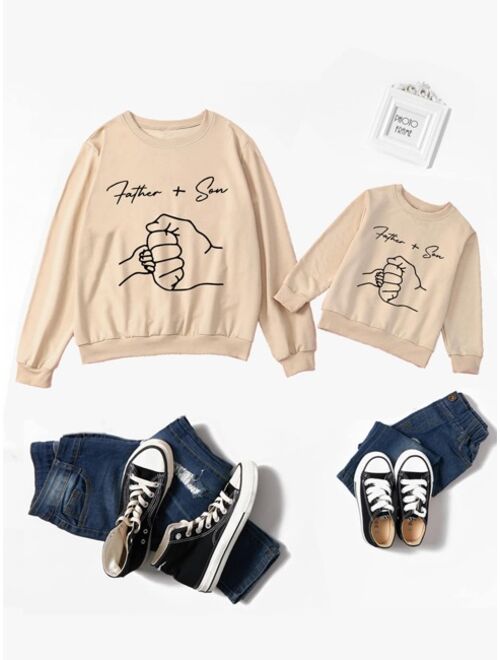 Shein Toddler Boys Figure & Letter Graphic Sweatshirt