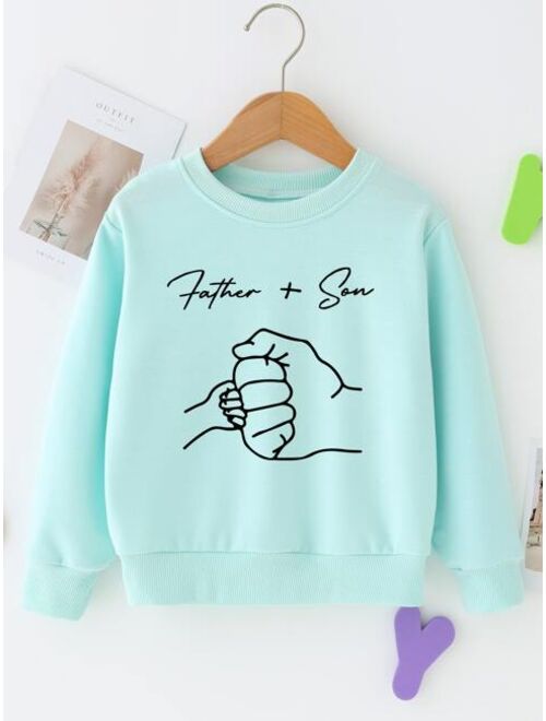 Shein Toddler Boys Figure & Letter Graphic Sweatshirt