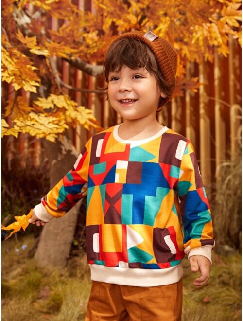 SHEIN Toddler Boys Geo Print Sweatshirt