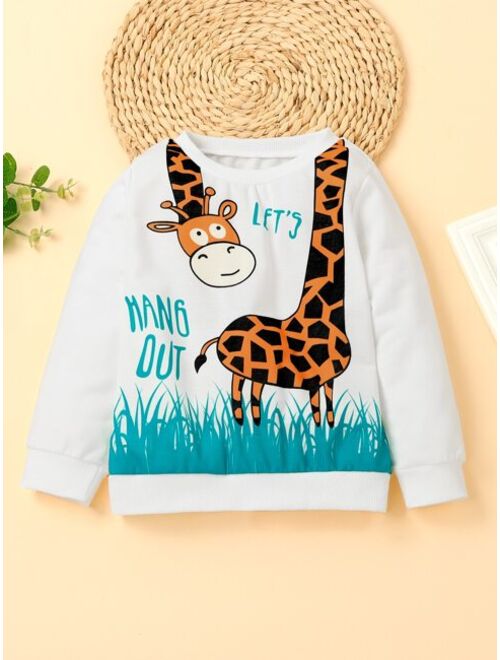 Shein Toddler Boys Cartoon & Slogan Graphic Sweatshirt