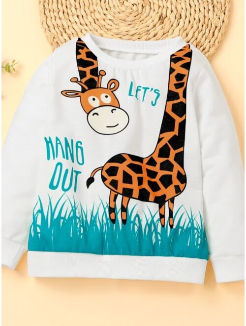 Shein Toddler Boys Cartoon & Slogan Graphic Sweatshirt