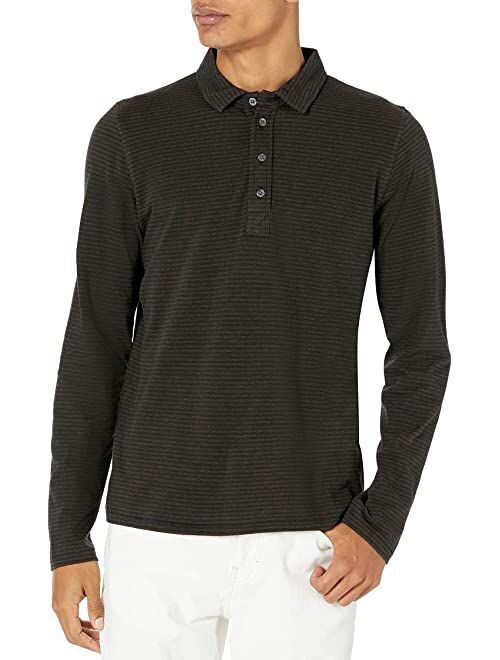 billy reid Men's L/S Plaited Stripe Polo