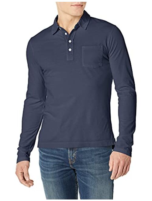 billy reid Men Long Sleeve Pensacola Polo Shirt with Pocket