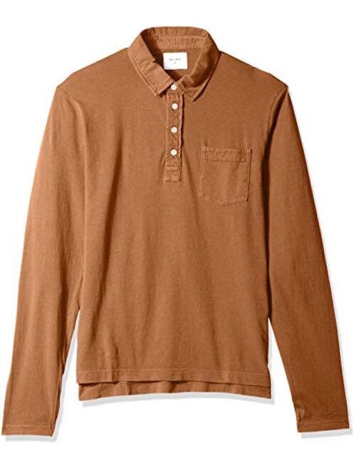 billy reid Men Long Sleeve Pensacola Polo Shirt with Pocket