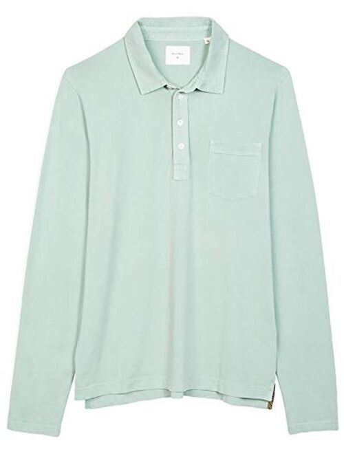 billy reid Men Long Sleeve Pensacola Polo Shirt with Pocket