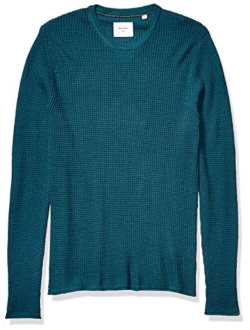 Men's Cotton Cashmere Mini Waffle Crew Neck Sweater