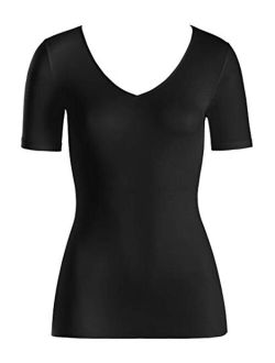 Women's Cotton Seamless Short Sleeve V-Neck Shirt 71603
