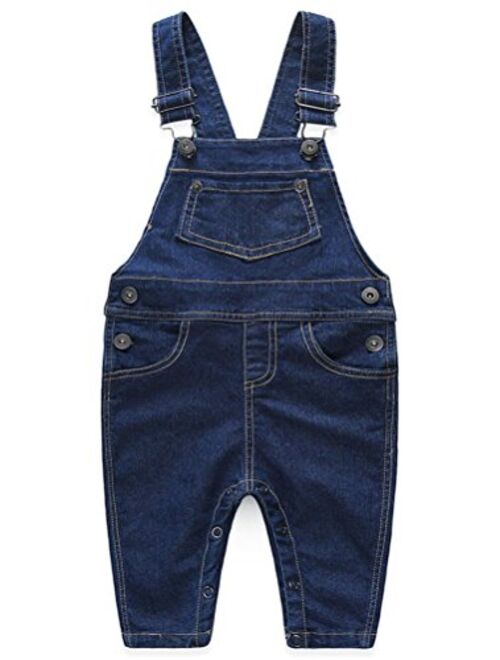 Abolai Cute Baby Boys Clothes Toddler Jumpsuit Rompers Jean Overalls Set with Stripe T-Shirt