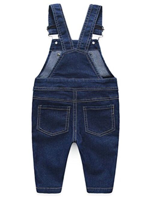 Abolai Cute Baby Boys Clothes Toddler Jumpsuit Rompers Jean Overalls Set with Stripe T-Shirt