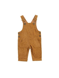 YOKJZJD Newborn Infant Baby Boy Girl Fall Winter Suspender Pants Overalls Corduroy Bib Pants Trousers with Pockets