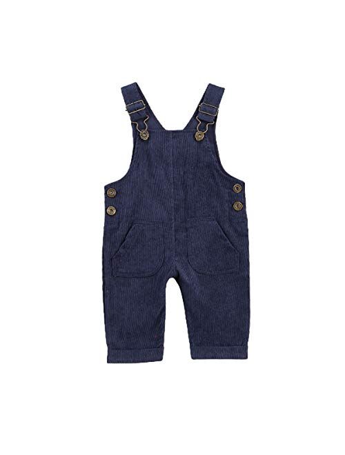 YOKJZJD Newborn Infant Baby Boy Girl Fall Winter Suspender Pants Overalls Corduroy Bib Pants Trousers with Pockets