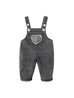 Lingery Baby Little Boys Girls Adjustable Denim Pants Cute Print Overalls Baby Denim Overalls Jumpsuits Jean Workwear A548