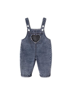 Lingery Baby Little Boys Girls Adjustable Denim Pants Cute Print Overalls Baby Denim Overalls Jumpsuits Jean Workwear A548