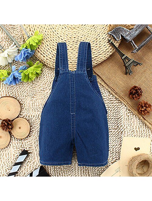 KIDSCOOL SPACE Baby Cute Summer Jean Overalls,Toddler Denim Cartoon 3D Animal Shortalls