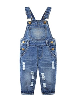 KIDSCOOL SPACE Baby Girl Boy Jean Overalls,Little Kid Bib Pocket Denim Workwear