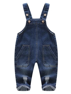 KIDSCOOL SPACE Baby Girl Boy Jean Overalls,Little Kid Bib Pocket Denim Workwear