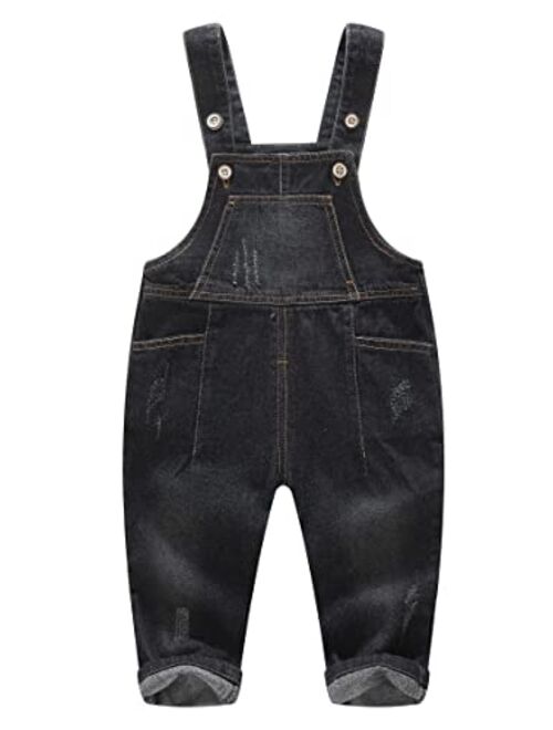 KIDSCOOL SPACE Baby Girl Boy Jean Overalls,Little Kid Bib Pocket Denim Workwear