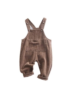 Moru Toddler Baby Girl Boy Fall Casual Corduroy Overall Infant Bib Suspender Trousers