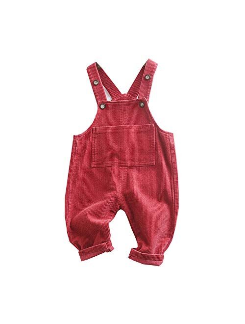 Moru Toddler Baby Girl Boy Fall Casual Corduroy Overall Infant Bib Suspender Trousers