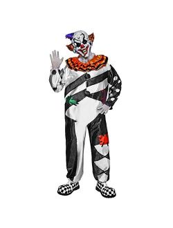Scary Clown Deluxe Men Costume Set for Halloween Dress Up Party, Role Play and Carnival Cosplay