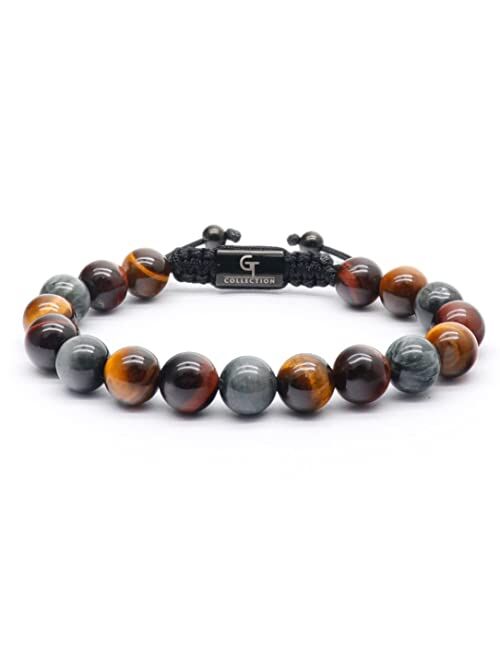 GT Collection Men's Beaded Bracelet - Wearer with Name, Fame, Fortune, And Money 100% Natural Wrapped - Gemstones Beaded Bracelet for Mens Bracelet (Light Blue Apatite St