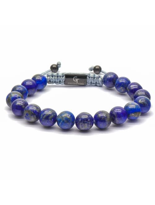 GT Collection Men's Beaded Bracelet - Wearer with Name, Fame, Fortune, And Money 100% Natural Wrapped - Gemstones Beaded Bracelet for Mens Bracelet (Light Blue Apatite St