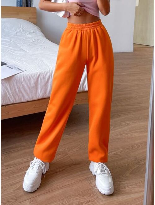 Shein Solid Elastic Waist Sweatpants