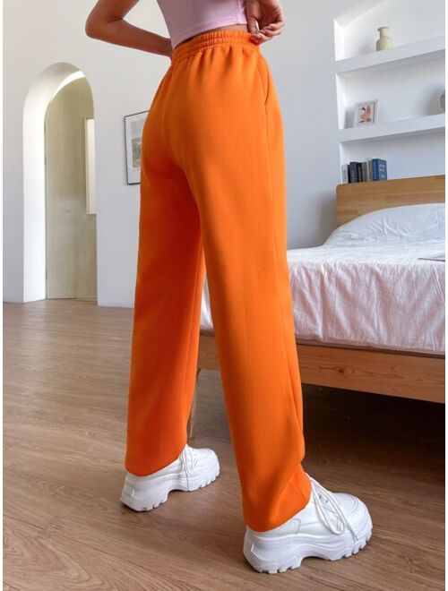 Shein Solid Elastic Waist Sweatpants