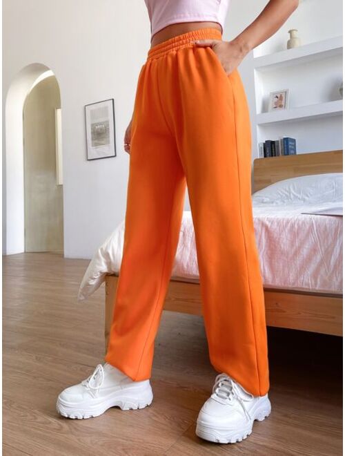 Shein Solid Elastic Waist Sweatpants