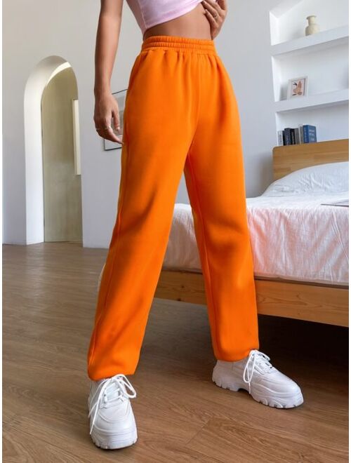 Shein Solid Elastic Waist Sweatpants