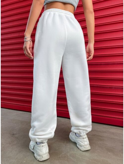 Shein Skull & Letter Graphic Drawstring Waist Sweatpants