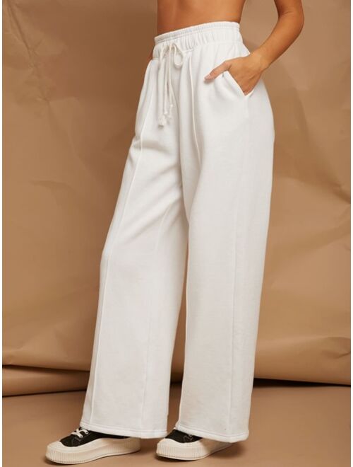 SHEIN Solid Drawstring Waist Sweatpants